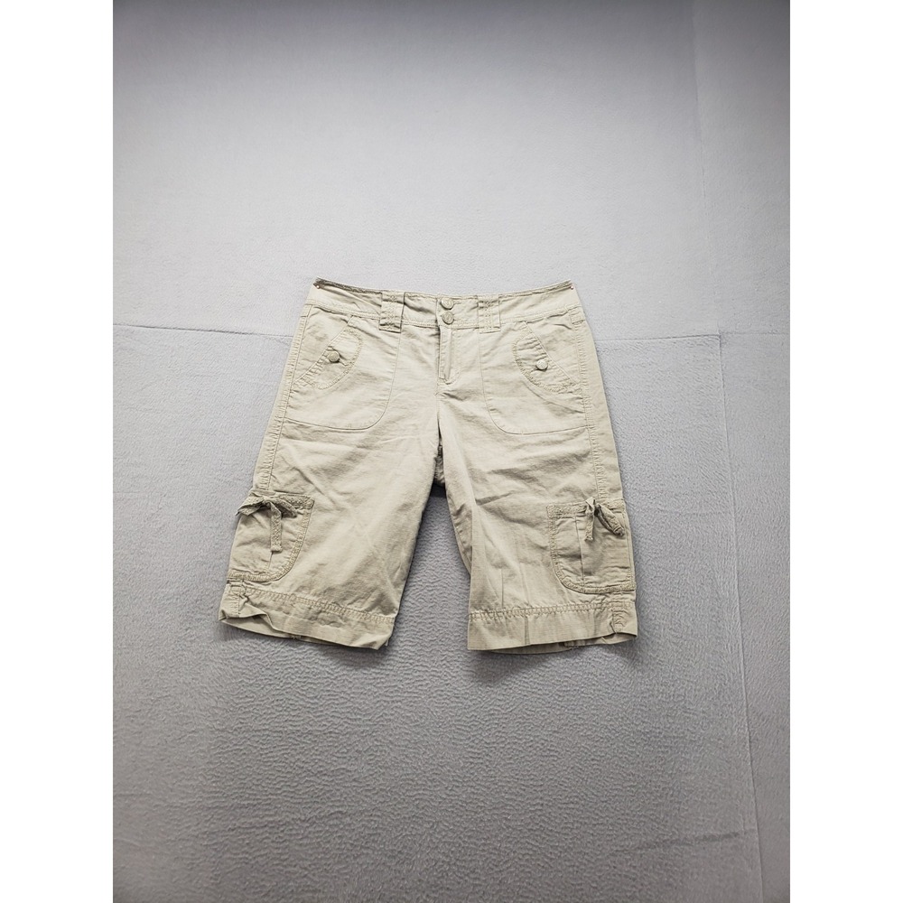 Gloria Vanderbilt Women Cargo Short 8P Beige 100% Cotton Utility Pockets Outdoor
